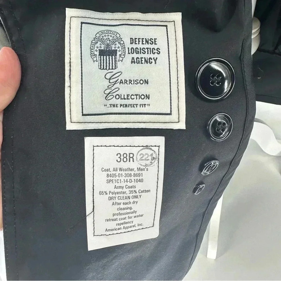 Defense Logistics Agency Garrison Collection All Weather Army trench Coat 38R - Picture 3 of 6